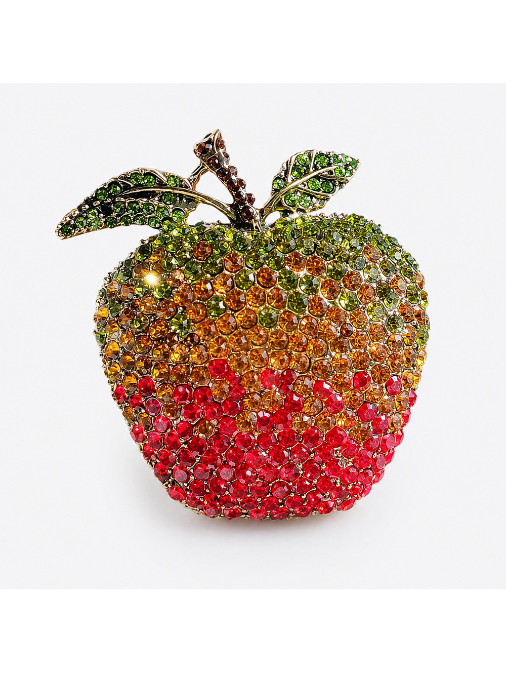 Colorful Apple-Shaped Rhinestone Brooch Pin - Picture 2 of 5